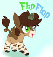 Flip Flop by fillyfool - female, freckles, heterochromia, foal, pony, zebra, donkey, filly, fursona, my little pony, mule, alicorn, my little pony friendship is magic, ponysona, zebroid, zonkey