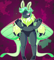 moff by planetkind - anthro, oc, bug, insect, refsheet, original character, moth, referencesheet, luna moth, buggy, anthroart, crawlies