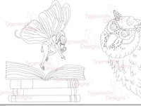 COMISSION WIP - Studious Fairy by DarkwolfUntamed - fantasy, fairy, owl, reading, studying, books, female solo, studious