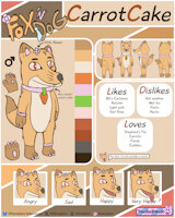 Fox'n Dog. Carrot Cake and Shepherd's Pie reference sheet by TheRaPitoR - dog, fox, male, reference sheet, canine, cartoon, character sheet, carrot, anthropomorphic, fullbody, original character, characterdesign