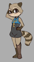 Ellie by SamiChopTanuki999 - female, teen, ninja, fighter, prosthetic leg, raccoon girl, solo female