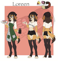 Loreen the barista by Luminapanda - dog, female, reference sheet, canine, ref, ref sheet, reference, spaniel, barista, casual clothes