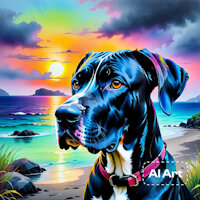 Rufus the Great Dane by ScribblesVoid - dog, diaper, male, feral, princess, abdl, ai, greatdane, ai generated, ai art