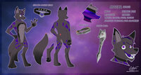 Mocha ref Updated 2024 by codyf0xx - fox, male, canine, jewelry, tongue, collar, markings, fur, hair, canid, bracelet, text, fennec fox, mammal, staff, purple hair, purple eyes, galaxy, purple fur, grey fur, black nose, hi res, english text, purple tongue, purple body, absurd res, grey body, ear markings, dipstick tail, dipstick ears, multicolored ears, galaxy eyes, codyf0xx, true fox, mocha (kingmocha)