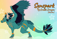 [REF] Sunspark by DevinWyldeheart - dragon, male, teal, purple, reference sheet, orange, design, character, feathers, ref, reference, violet, refsheet, turquoise, character reference, solar, ref-sheet, blue-green, cradle dragon, sunspark