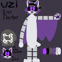 Uzi >:3 by CatinaBag - female, bat, teen, reference sheet, teenager, anthro, reference, anthropomorphic, beanie, female/solo, alt, sfw furry art