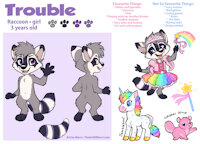 Trouble raccoon by BrisketRingtail - girl, female, raccoon, unicorn, princess, trouble