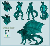 Dragone anthro n feral ref nr. 2 by DragoneDrake - dragon, cute, male, commission, underwear, teal, tail, undies, anthro, feral, ears, wings, sheet, horns, m, happy, chest, reference, western dragon, dragone, andrekek, sirboburto