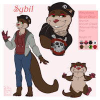 Sybil reference sheet commission by BardoEnKrisis - otter, anthro, text, clothing, beanie, brown fur, river otter