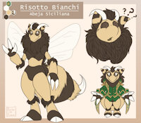 Risotto custom commission by BardoEnKrisis - hybrid, anthro, bee, wings, horns, insect, text, confused, clothing, custom