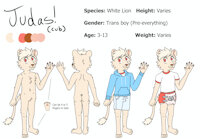 Cub Judas Ref Sheet Jan 2024 by fitte - babyfur, diaper, lion, reference sheet, transgender, trans, cuntboy, ref sheet, ftm, white lion, diaperboy, transboy, andromorph