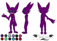 Gem Reference and Bio by Violyte - male, pokemon, original, feral, dark, type, character, sheet, side, ref, m, oc, ghost, reference, view, back, front, gem, sableye, bio