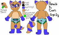 Ronald's Reference 2013 by RonaldMcCoon - babyfur, diaper, cute, cub, raccoon, male, reference sheet, adorable, glowing, furry, nappy