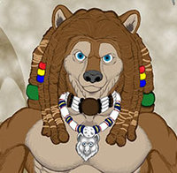 Fursona Refsheet by WolfBone - wolf, male, jewelry, werewolf, tribal, dreadlocks, necklace, choker, braids, beads, muscle - tame