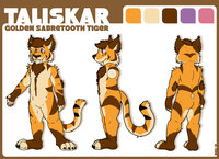 Taliskar Reference Sheet by Neo - male, golden sabretooth tiger