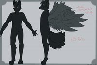 Dante Argentum [Reference Sheet] by DanteErebosianWolf - wolf, male, tails, ears, art, fur, general, furry, wings, feathers, fursona