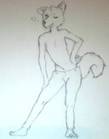 Uncolored Valentine by Lokilaufeyson - sketch, boy, wolf, male, solo, shirtless, male solo