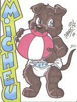 Micheu Conbadge by Marci by MicheuToi - babyfur, diaper, cub, male, black labrador retriever