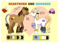 HeartBurn and GoGoKeji Reference Sheet by Keji - female, male, pony, sheet, reference, burn, heartburn, keji, gogokeji