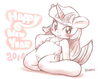 New Year Greeting 2014 by Sanae - female, pony, greeting, mlp, horses