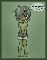 shy little frog girl Tamina by ManicMoon - female, clothed, shy, frog girl, tamina