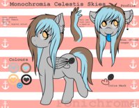 Monochromia Skies reference 2014 by Ponichrome - female, reference sheet, pony