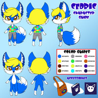 Cedric Fursona Character Sheet (By j8d) by randomced859 - fox, kitsune, male, foxes, cedric, blue fox