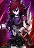 Commission: Odyssey  3 by Nexustec - dog, girl, husky, canine, anthro, rain, furry, gun, punk, canid, female/solo, female solo, nexustec