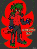 Zetrix the Zeti by GarPhaN - male, hybrid, alien, claws, fangs, human, horns, sonic, green hair, heroes, black skin, red skin, sonic lost world, zeti, sonic1603, zetrix the zeti