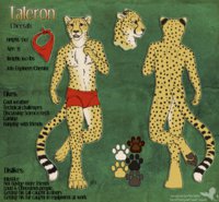 Taleron Reference Sheet by billsc26 - male, shorts, cheetah, bandana, sidian