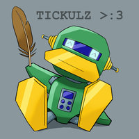 Robo-Dillon Confuzzled Conbadge (art) by Musuko42 - cute, feather, tickle, badge, robot, con, confuzzled, duck