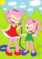 Colored in Classic and Modern Love by ChelseaCatGirl - cub, female, cubs, hedgehog, sonic, modern, sonic the hedgehog, amy rose, classic, palcomix, hedgehogs, colored line art