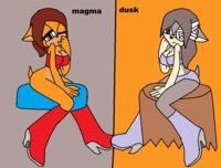 Magma and Dusk by lunathewolf321 - female, character sheet, hedgehog