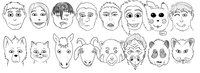 Face Practice by Shokuji - dog, dragon, fox, goat, cat, red panda, male, horse, panda, sleeping, sad, happy, pikachu, hungry, furious, headshots, content