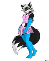 Kirashi- Partner to Schoolboi Roketsune by Roketsune - fox, cub, male, teen, pinup, teenager, feminine, girly, crossdressing, femboi, pin-up, solo, vulpine, submissive, femboy, underage, black fox, kirashi