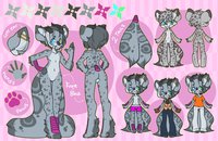 Updated Ref by NoxCelestis - dragon, fox, kitsune, male, hybrid, leather, tails, chibi, horns, ref, fursona, reference, lace, scales, boxer briefs