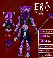 Era (african wild dog) reference by CrystalWolfDarkness - female, purple, punk, african wild dog, witch doctor