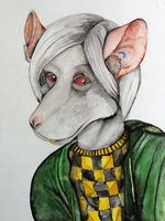 Ray Topnotch by Candyscream - male, rat, watercolor, traditional, cisgender, traditional media, watercolors, traditional art