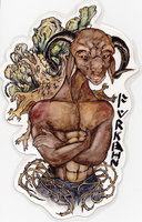 Furkan Kurokaijo (Badge) by Candyscream - male, demon, badge, traditional, mammal, traditional media, traditional art, water color