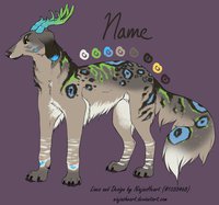 Borzoi Design by NinjasHeart - dog, puppy, commission, canine, green, blue, brown, grey, ninja, design, horns, contest, doggy, antlers, borzoi, deviantart, nuetral, ninjasheart, pop of color