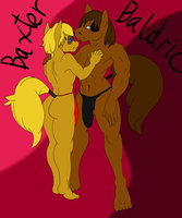 introducing members: Baldric & Baxter by DazzledDancer - incest, male, muscles, gay, reference sheet, twink, horse, equine, brothers, toned, thong, femboy, breathplay, breath control, references, speedoes