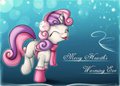 Sweetie Belle wishes you a Merry Hearth's Warming Eve