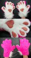 Neon Pink & White Paws - Latex Heart Paw Pads - UV Reactive