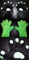 Neon Green & Black Paws, Glow in the Dark Pads, UV Reactive