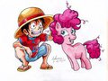 My Little One Piece - Kid Luffy and Filly Pinkie Pie