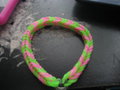 pink and green rubber band bracelet