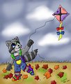 FoxWolfie flying a kite by Lucca