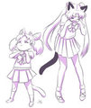 Usagi and Chibiusa changing into Luna and Artemis