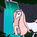 Pink horsie showering in mystic waterfall ♥
