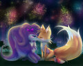 Fifi and Tails-kiss under fireworks {commission}
